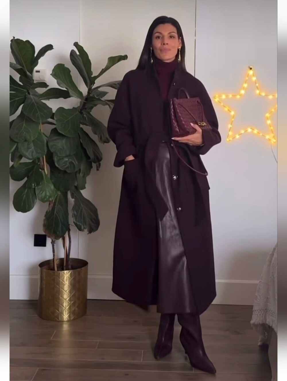 Zara Burgundy Belted Coat NWOT